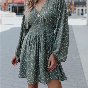 V-neck smocked dress